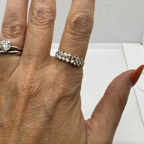 10K Yellow Gold Diamond Ring Double Row size 8 - Picture 6 of 12